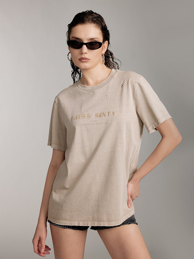 Distressed Crew Neck T-Shirt