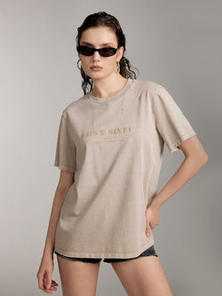 Distressed Crew Neck T-Shirt