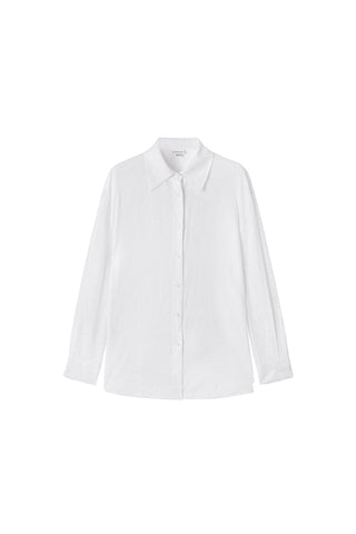 Linen Lapel Collar Long Sleeve Shirt