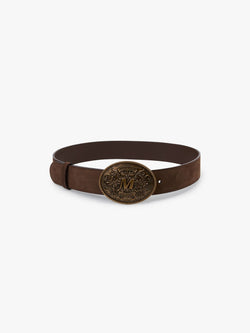 Round-buckled Leather Belt