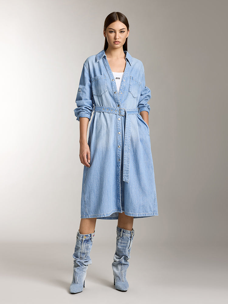 Elegance Denim Dress With Tencel