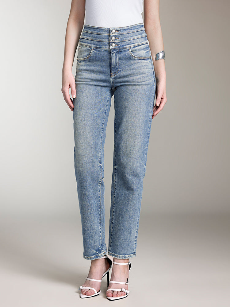 High Waisted Straight-Fit Jeans