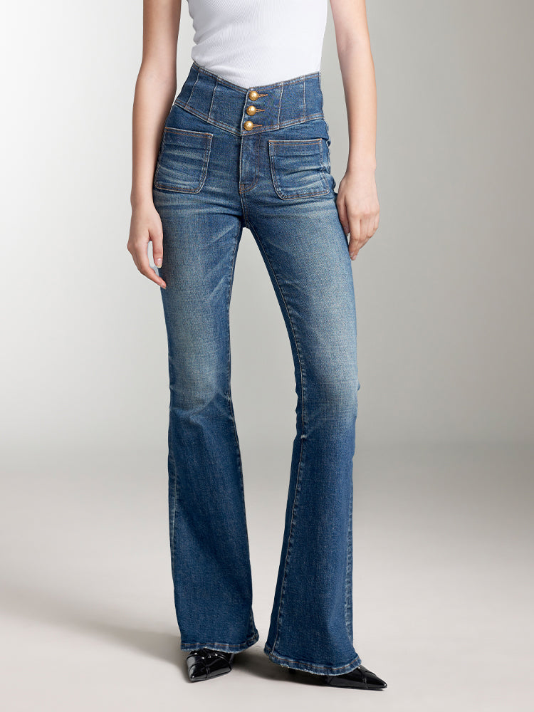 V-Shape Super High Waisted Flared Jeans