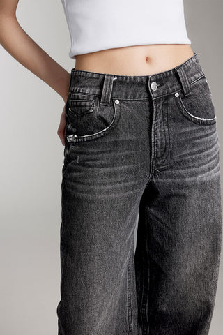 Low Waist Flared Jeans In Light Grey