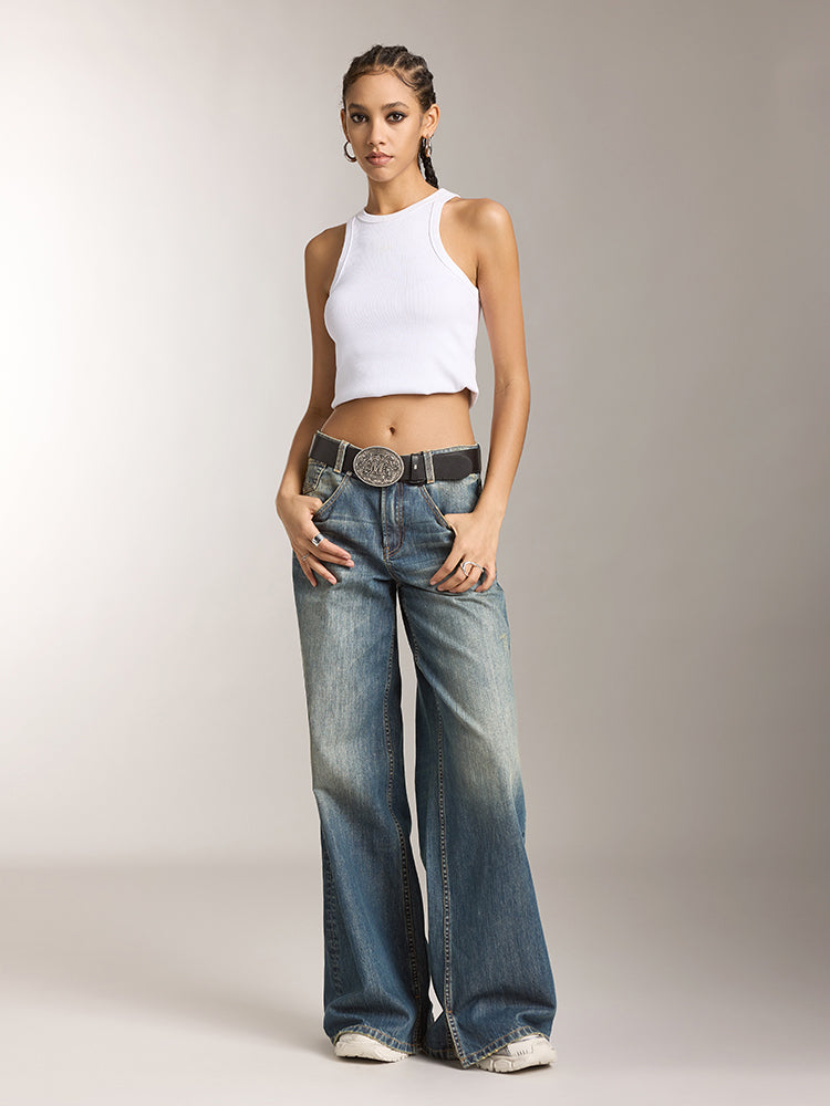 Vintage Slit Wide Leg Jeans