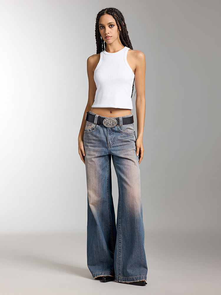 Distressed Wide Leg Jeans