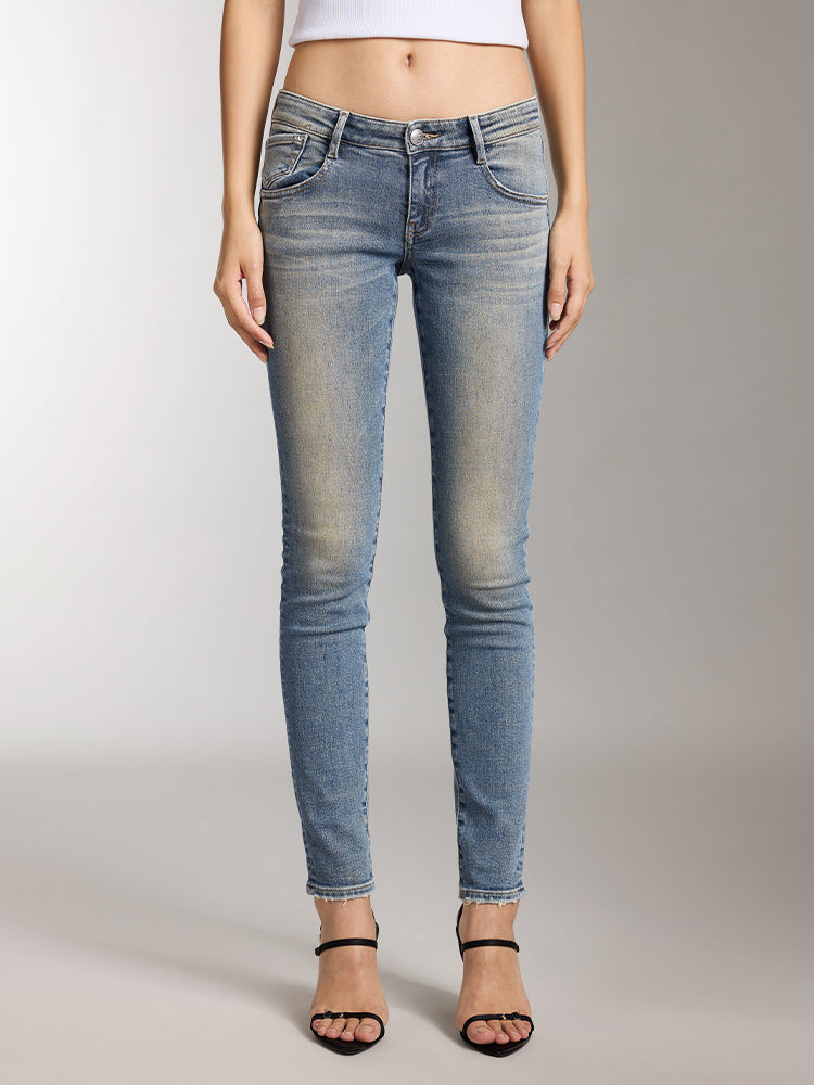 Vintage Low Waist Cropped Skinny Jeans