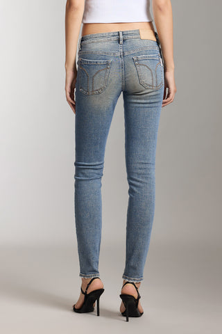 Vintage Low Waist Cropped Skinny Jeans