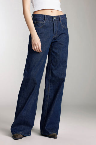 Navy Blue Button Fly Jeans