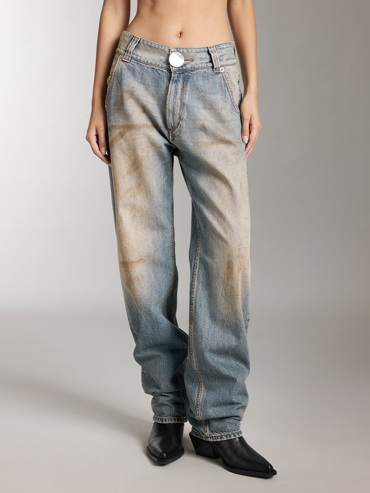 Distressed Wasteland-Style Washed Jeans