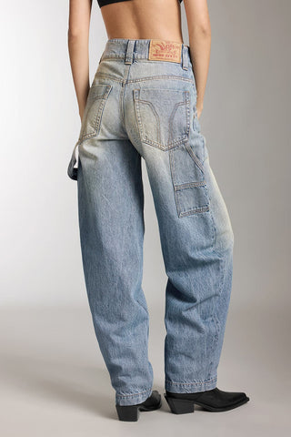 Vintage Washed Distressed Cargo Jeans