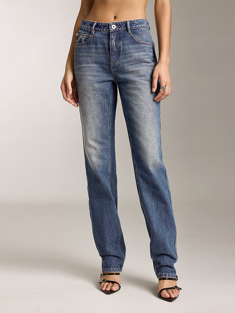 High Waisted Straight Fit Jeans