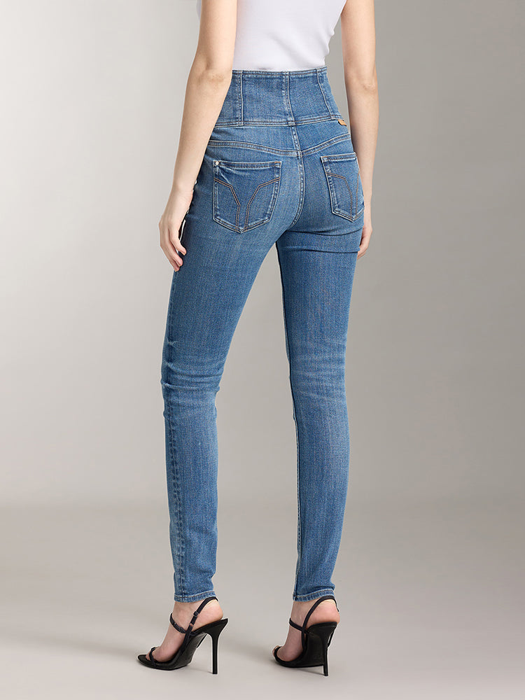 Super High Waisted Jeans With Four Buttons