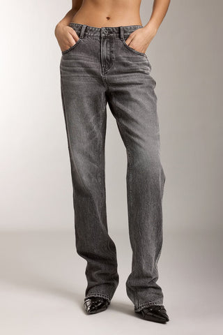 Distressed Gray Color Straight Fit Jeans