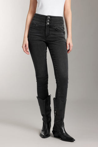 High Waist Dark Washed Brushed Jeans