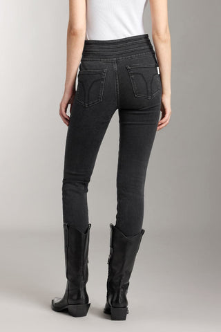 High Waist Dark Washed Brushed Jeans