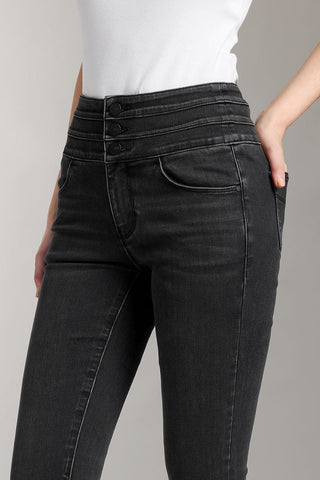 High Waist Dark Washed Brushed Jeans