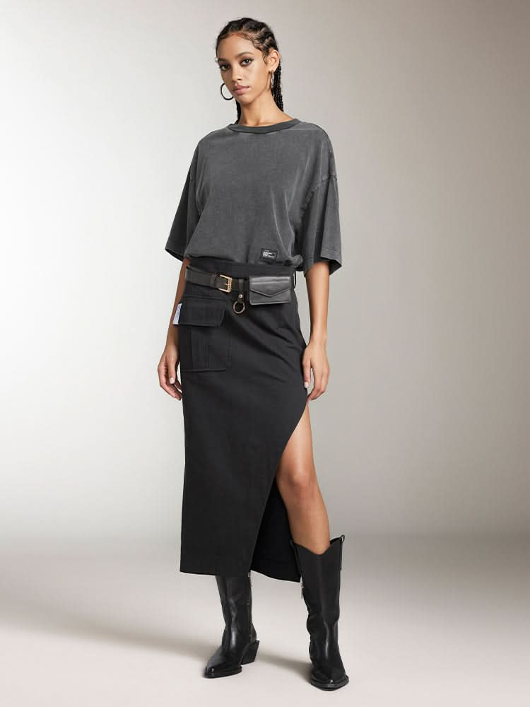 Cargo Slit Maxi Skirt