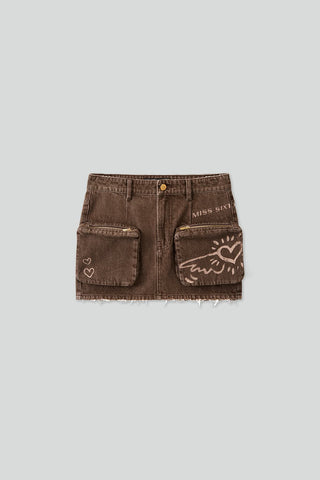 Miss Sixty X Keith Haring Capsule Collection Vintage Khaki Denim Skirt