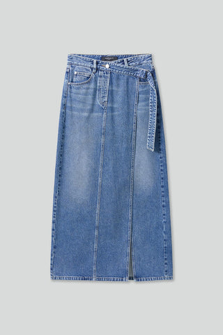 Vintage Maxi Denim Skirt With Slit