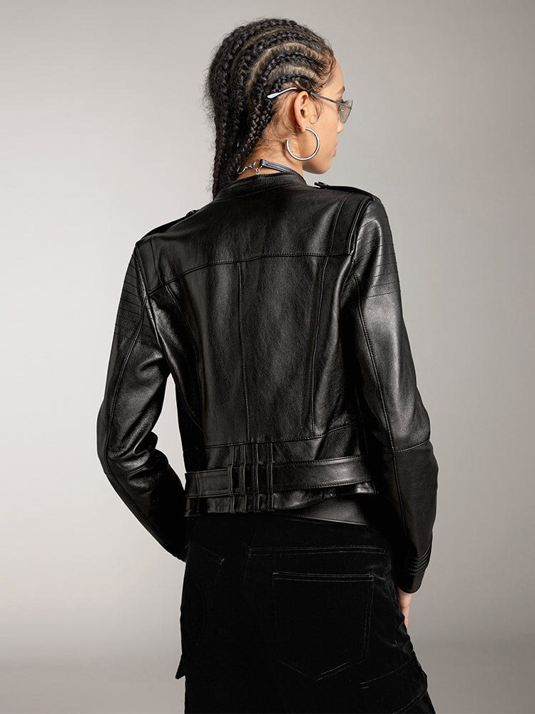 Vintage Motorcycle Style Leather Jacket