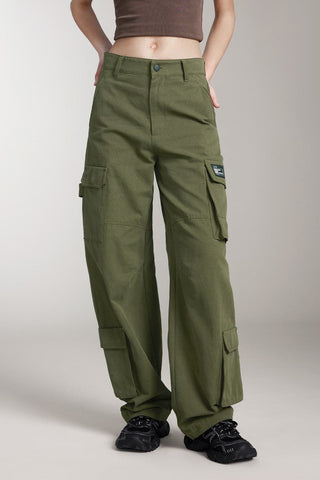 Cargo Wide Leg Pants In Green