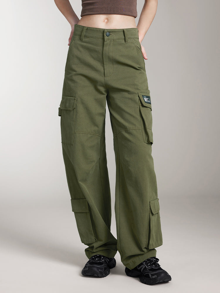 Cargo Wide Leg Pants In Green