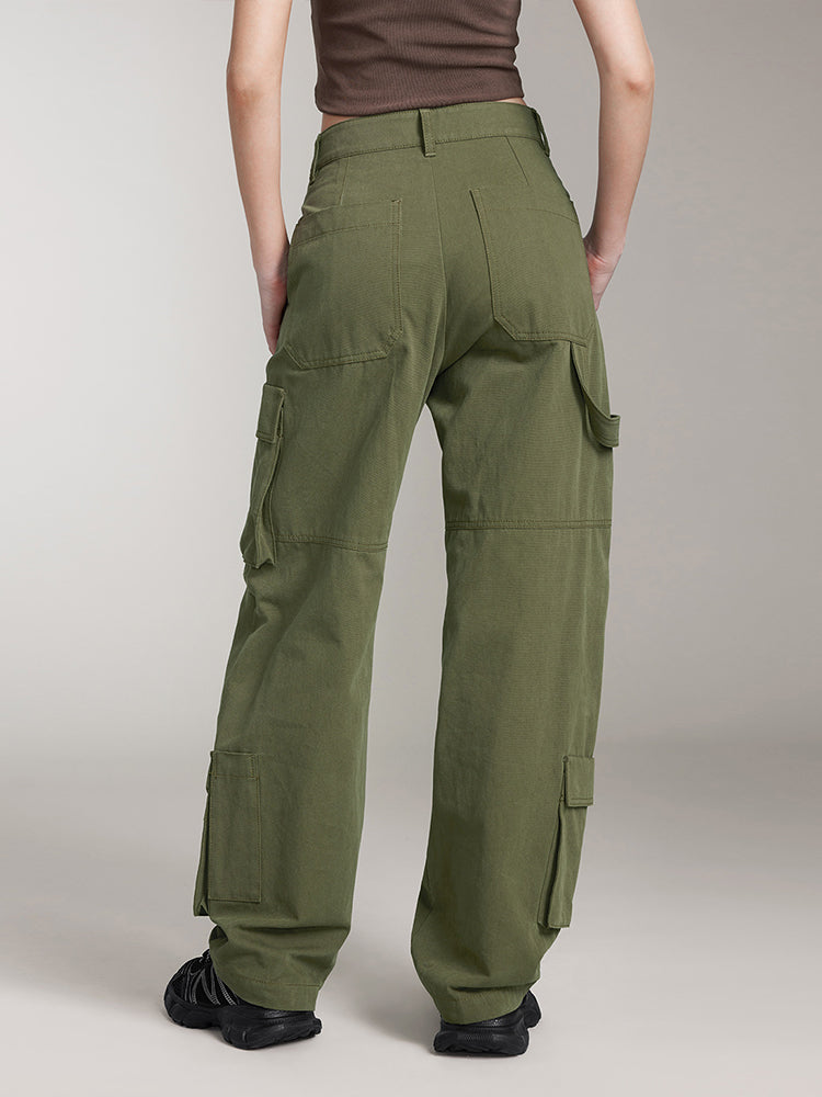 Cargo Wide Leg Pants In Green