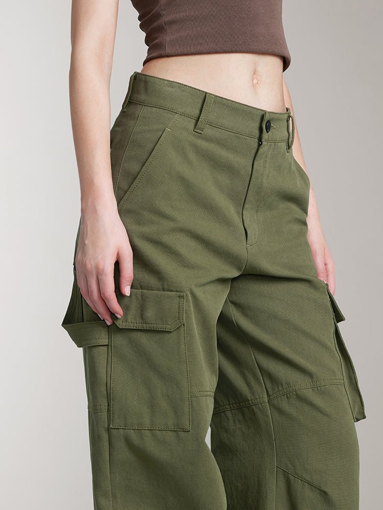 Cargo Wide Leg Pants In Green