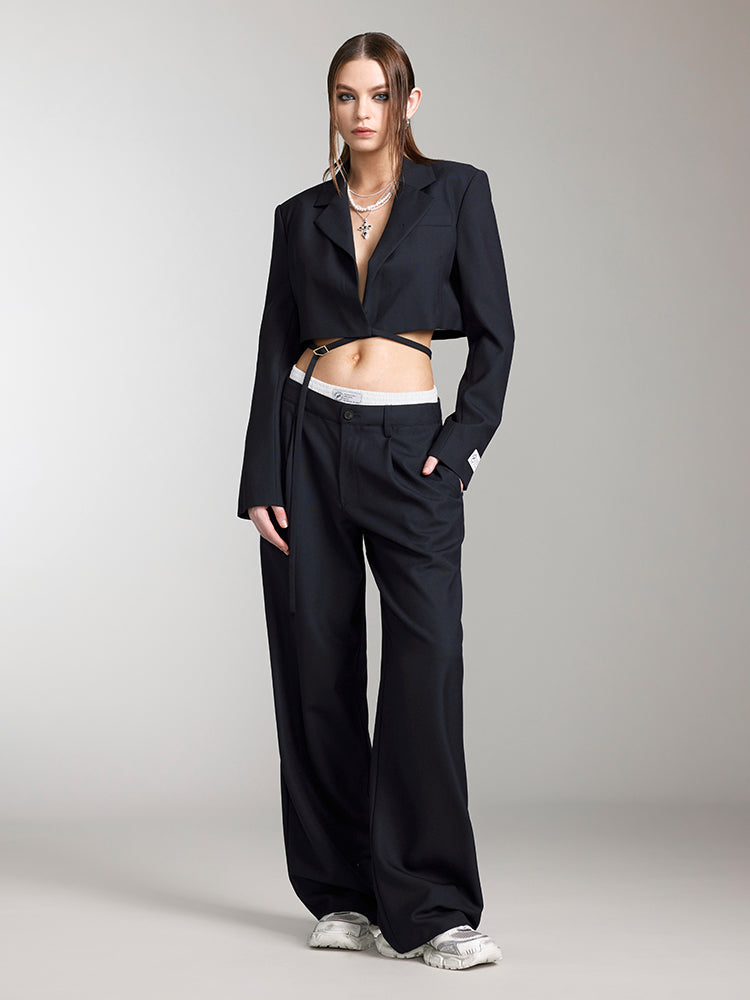 Double Waist Design Wide-Leg Trouser