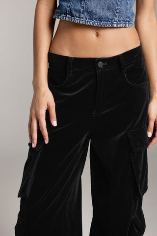 Vintage Velvet High Waist Cargo Pants