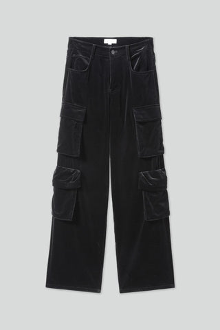 Vintage Velvet High Waist Cargo Pants