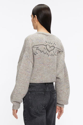 Miss Sixty X Keith Haring Capsule Collection Casual Knitted Cardigan With Delicate Embroidery