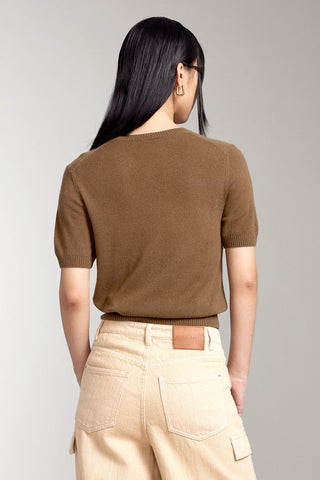 Crew Neck Short Sleeves Cashmere Top