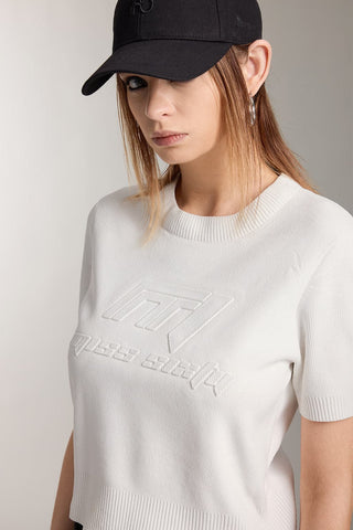 Crew Neck Knitted Top With Logo