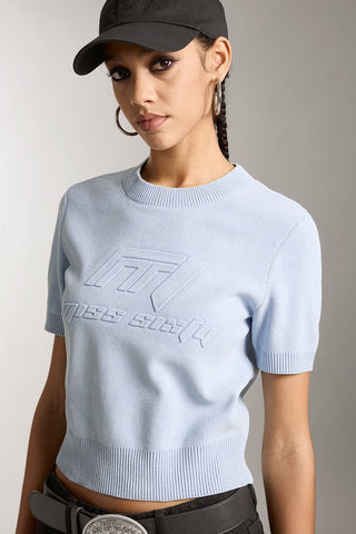 Crew Neck Knitted Top With Logo