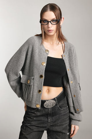 Crew Neck Knit Cardigan