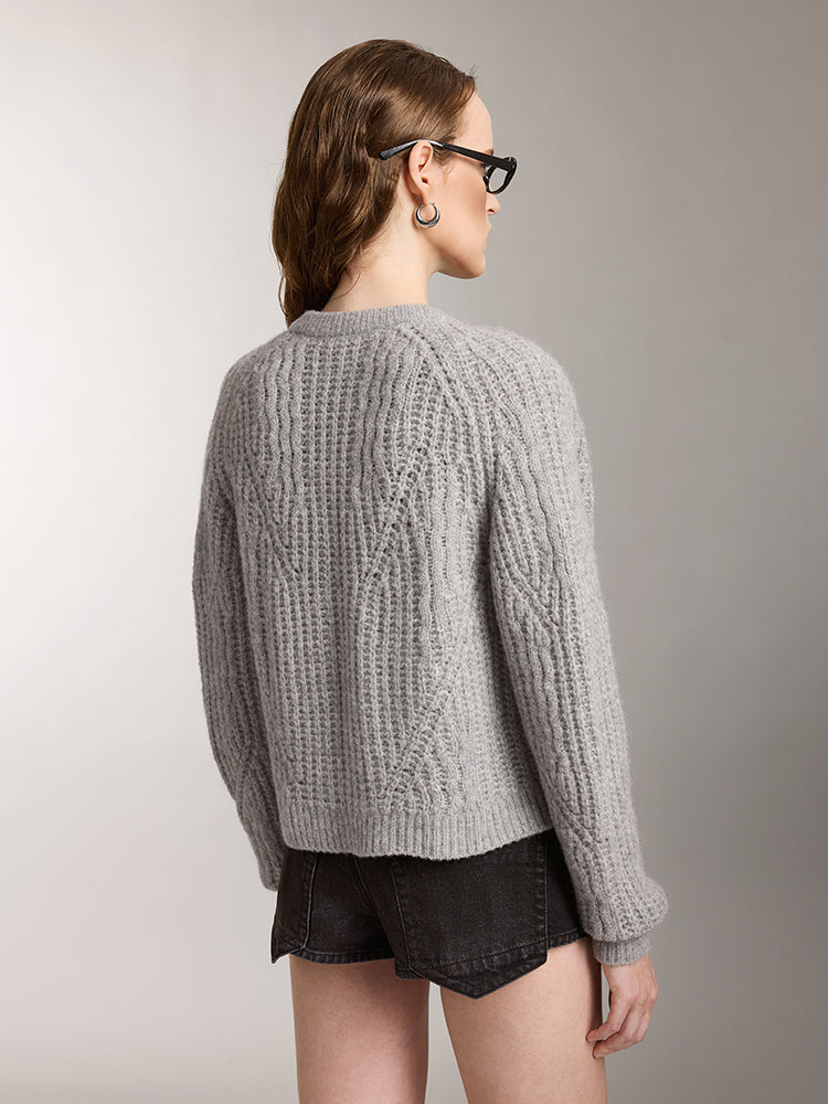 Loose Fit Wool V-Neck Cardigan