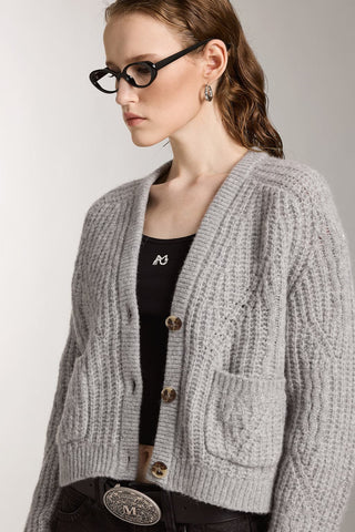 Loose Fit Wool V-Neck Cardigan