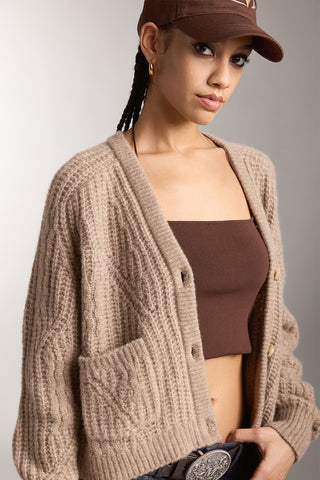 Loose Fit Wool V-Neck Cardigan