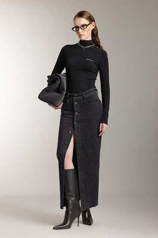 Mock Turtleneck Embroidered Knit Top