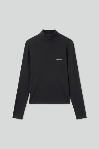 Mock Turtleneck Embroidered Knit Top