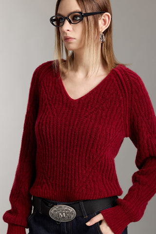 Loose Fit V-Neck Wool Sweater