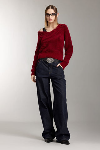 Loose Fit V-Neck Wool Sweater