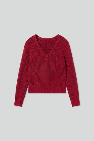 Loose Fit V-Neck Wool Sweater