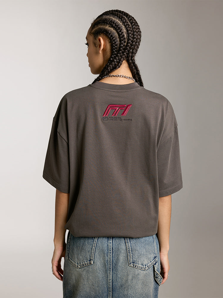 Relaxed Short Sleeves T-Shirt With Racing-Inspired Embroidered