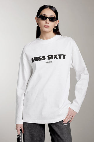 Slouchy Long Sleeves Printed T-Shirt