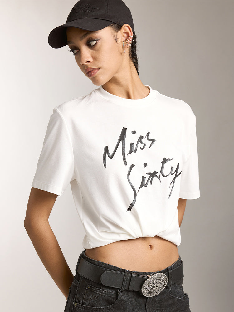 Crew Neck Printed Loose Fit Short Sleeves T-Shirt - MISS SIXTY