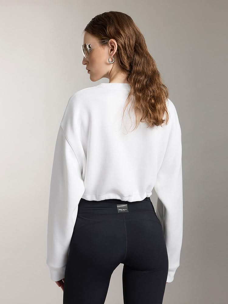 Printed Cropped Sports Sweatshirt