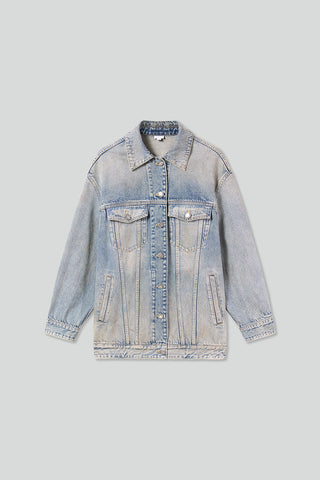 Mud-Dyed Distressed Denim Jacket